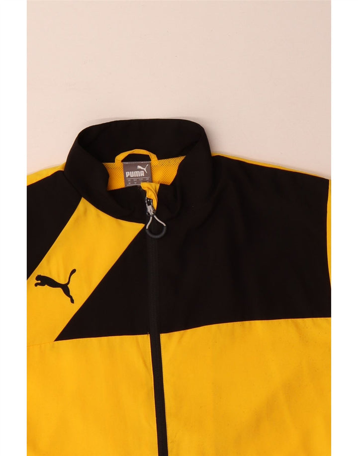 Puma Herren-Trainingsanzugoberjacke aus mittelgelbem Colourblock-Polyester