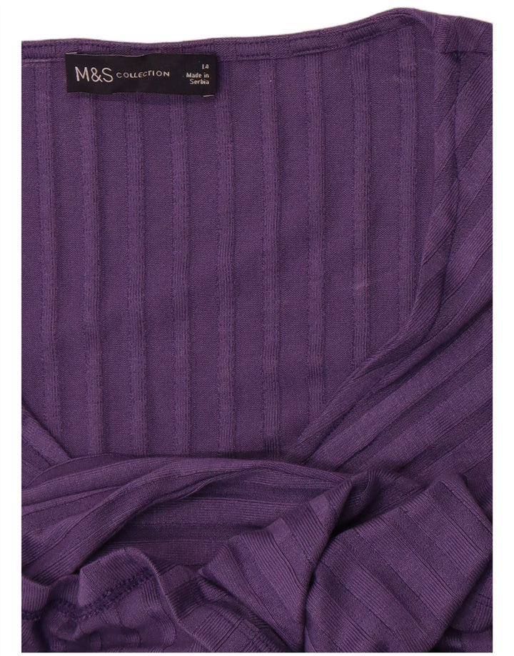 Marks & Spencer Damen A-Linien-Kleid UK 14 Mittelviolett gestreift