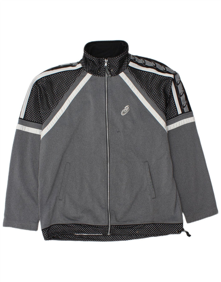 Asics Herren-Trainingsanzug mit grafischem Oberteil, groß, grau gepunktet