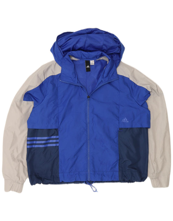 Adidas Damen-Regenjacke mit Kapuze, übergroß, UK 18, XL, Blau, Farbblock
