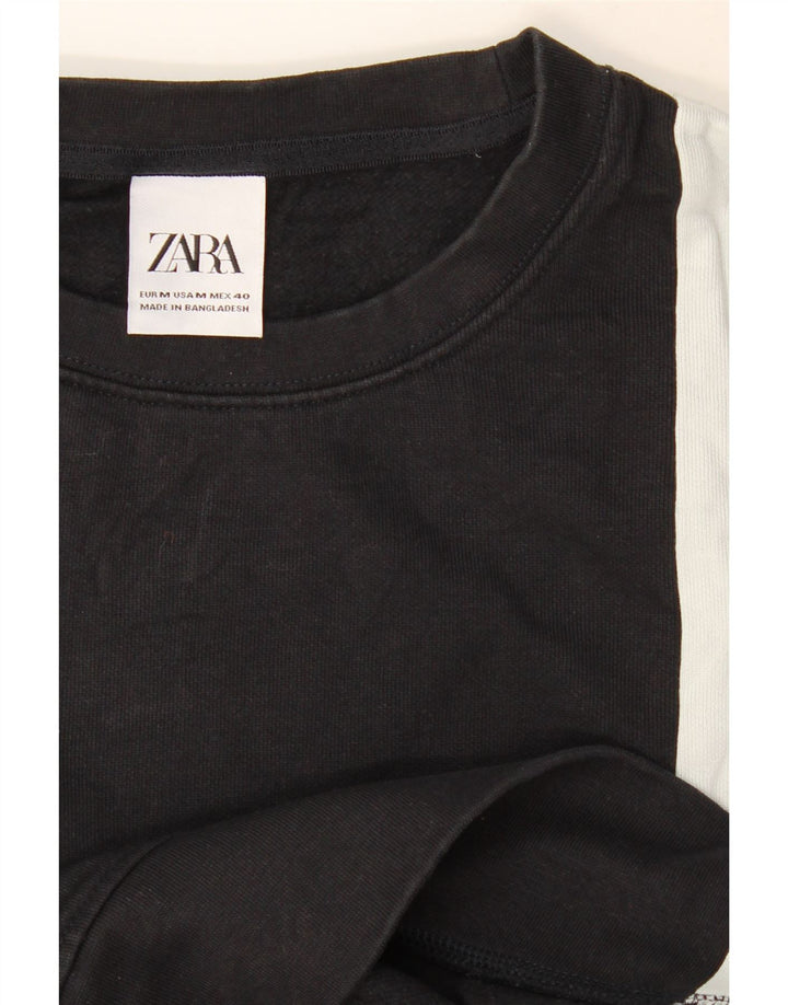 Zara Herren-Sweatshirt-Pullover, mittelgroß, Schwarz, Farbblock