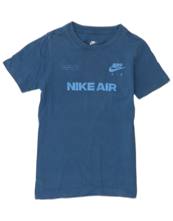 Nike Jungen T-Shirt mit Grafik, 7–8 Jahre, XS, blaue Baumwolle