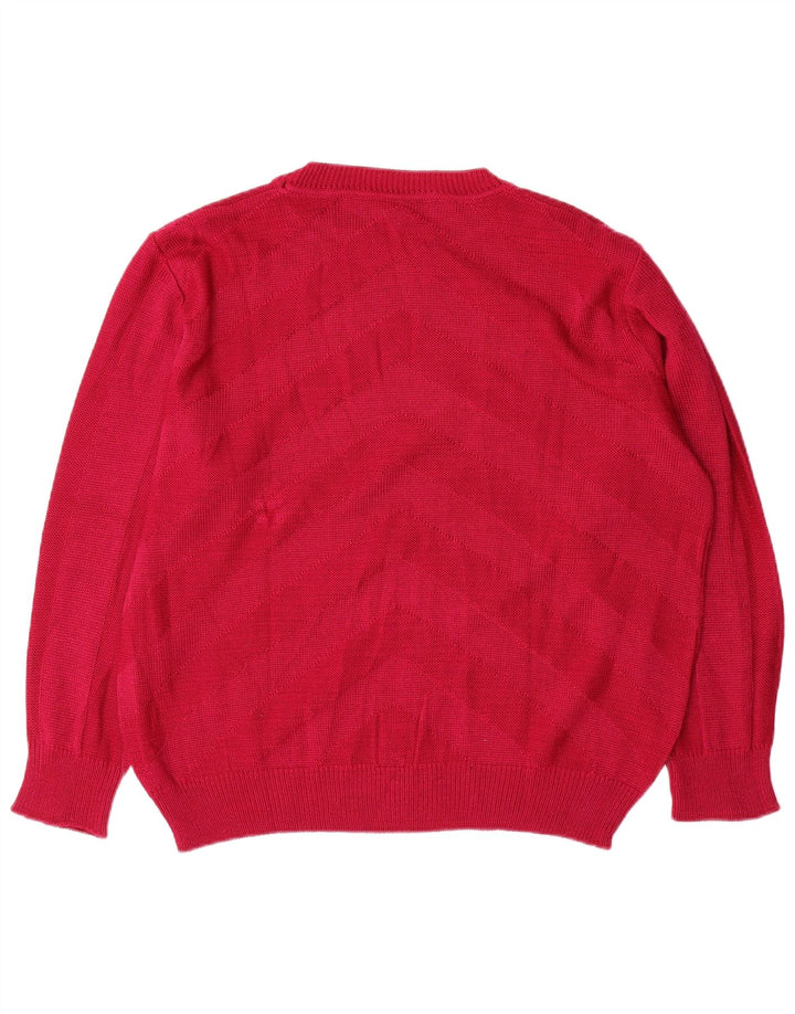 Vintage Damen Übergroßer Pullover mit Rundhalsausschnitt IT 46 Großer roter Chevron