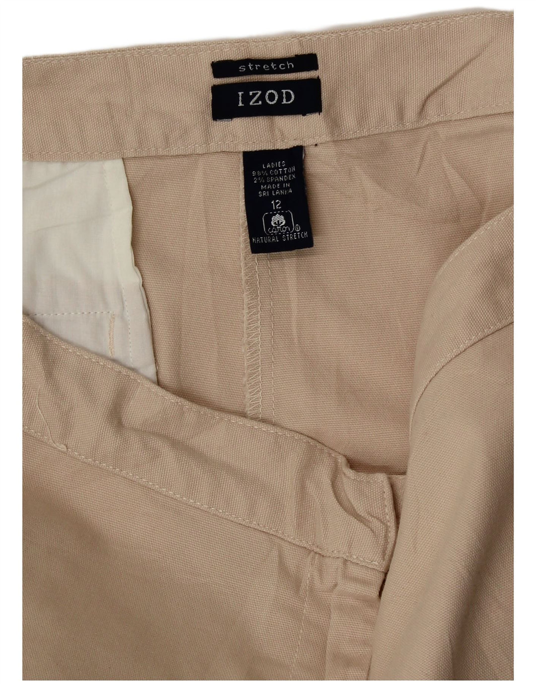 IZOD Damen Chino-Shorts US 12 Large W34 Beige Baumwolle