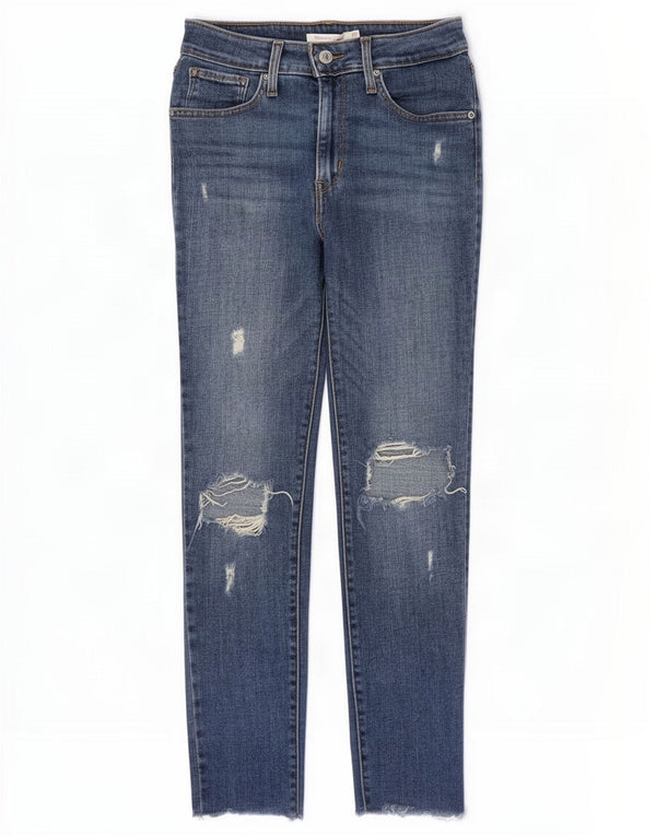 Levi's Damen 721 Distressed Skinny Jeans W27 L26 Blaue Baumwolle
