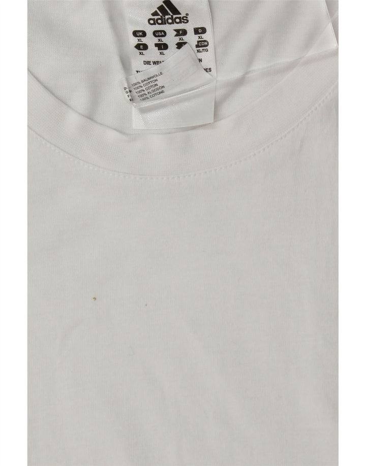ADIDAS Mens T-Shirt Top XL White Cotton Vintage Adidas and Second-Hand Adidas from Messina Hembry 