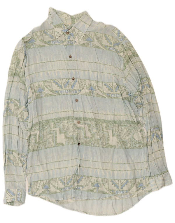 Vintage Herrenhemd mittelblau geometrisch