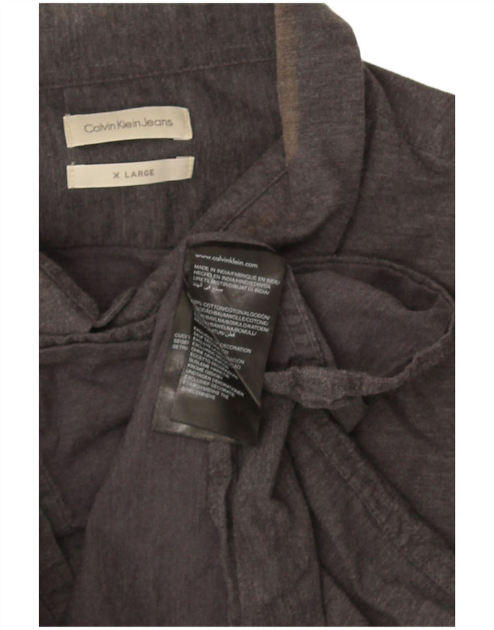 Calvin Klein Jeans Herrenhemd XL Grau Baumwolle