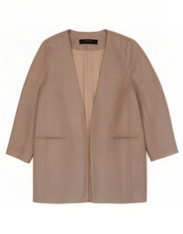 Offene Blazerjacke für Damen von Zara, UK 14, mittelbeigeiges Leinen