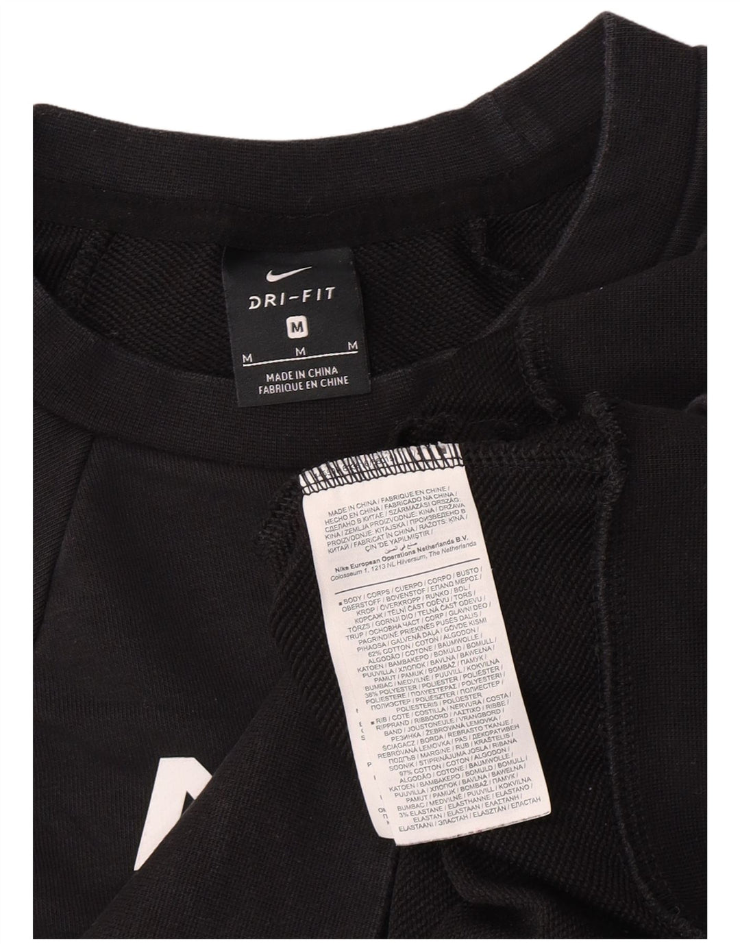 Nike Damen Crop Graphic Sweatshirt Pullover UK 14 Mittelschwarze Baumwolle