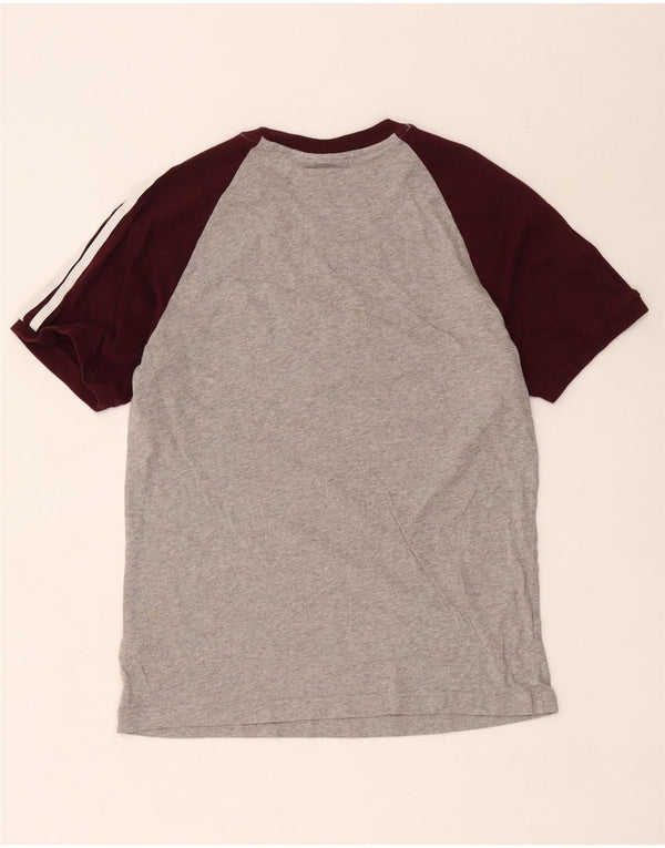 Adidas Herren T-Shirt Top Mittelgraue Colourblock-Baumwolle