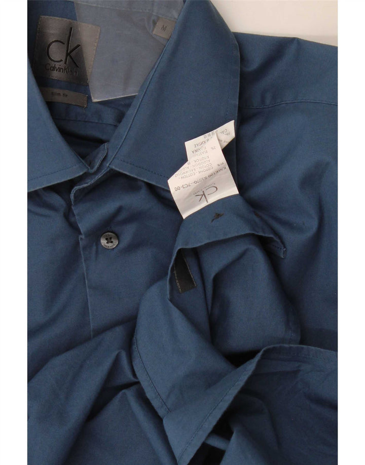 Calvin Klein Herren-Slim-Fit-Hemd aus mittelblauer Baumwolle