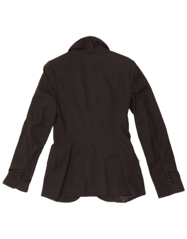 Zara Damen 1-Knopf-Blazerjacke UK 10 Small Schwarz Polyester