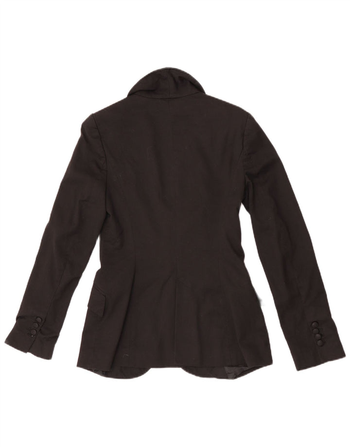 Zara Damen 1-Knopf-Blazerjacke UK 10 Small Schwarz Polyester