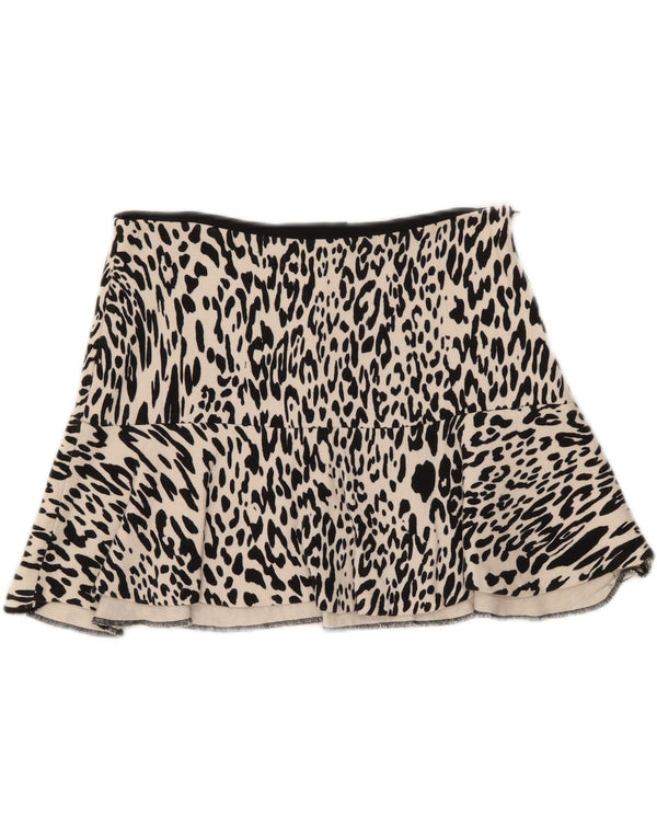 Zara Damen Minirock Medium W28 Off White Animal Print