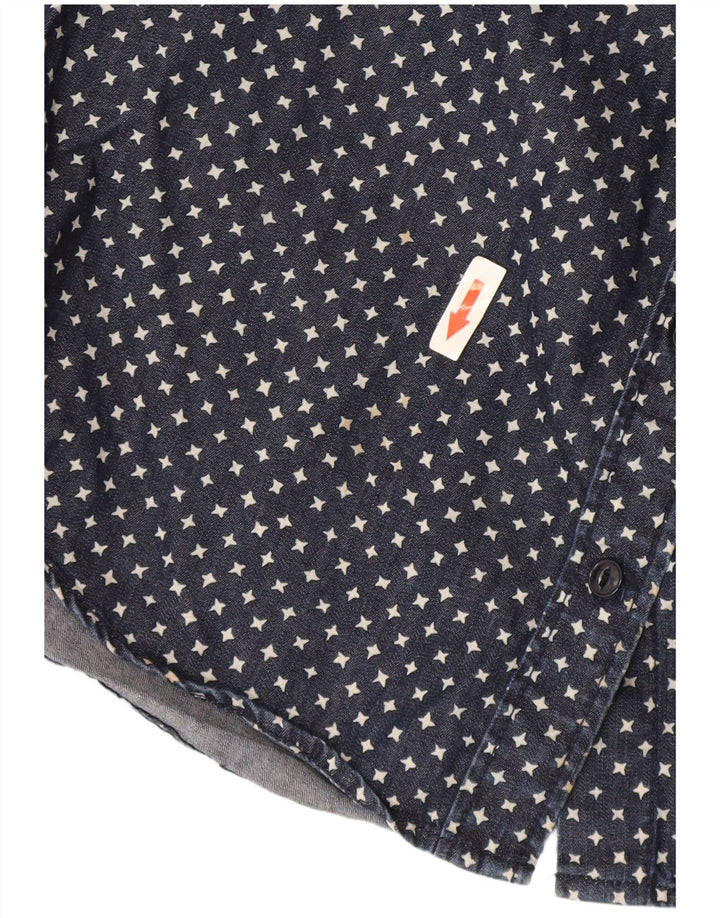 J. Crew Damen-Jeanshemd mit abstraktem Muster in Übergröße, US 2 XS, Marineblau