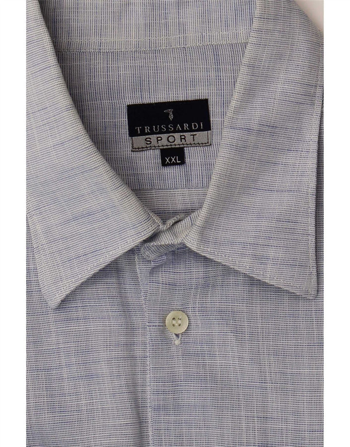 Trussardi Herrenhemd 2XL Blau meliert aus Baumwolle