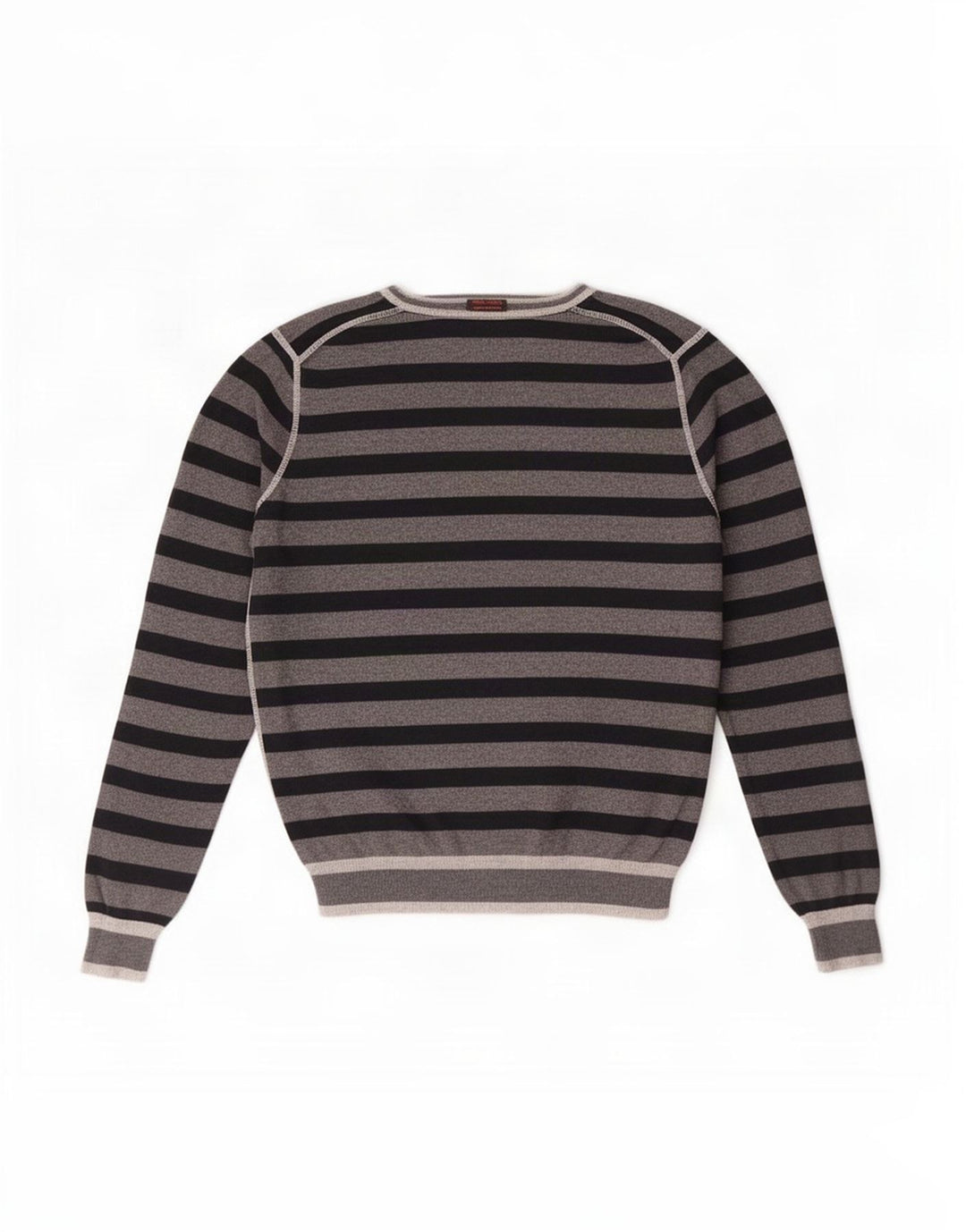 Sun68 Herren-Pullover mit Rundhalsausschnitt, klein, grau gestreift, Baumwolle