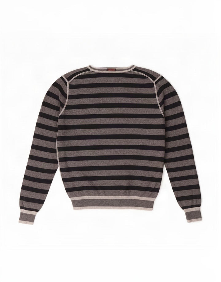 Sun68 Herren-Pullover mit Rundhalsausschnitt, klein, grau gestreift, Baumwolle