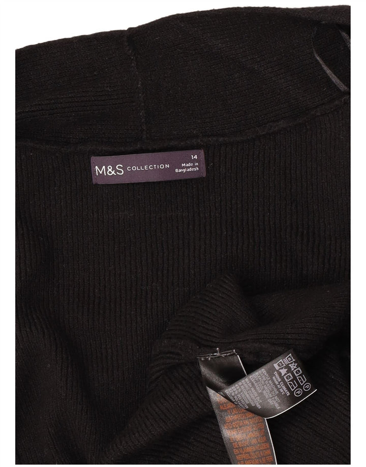 Marks & Spencer Damen Longline Open Cardigan Pullover UK 14 Large Schwarz