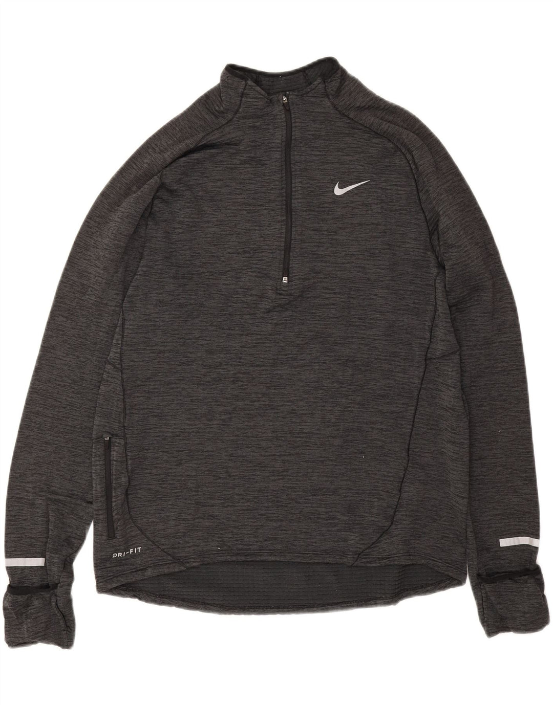 Nike Herren Dri Fit Zip Neck Top Langarm Large Grau meliert