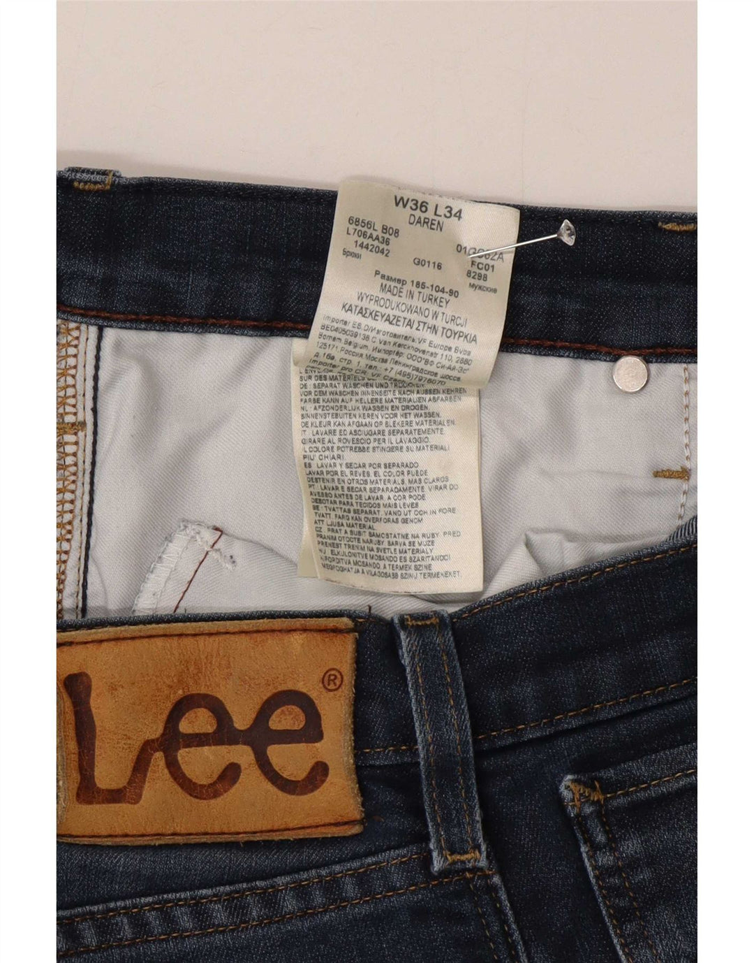 Lee Herren Daren Straight Jeans W36 L34 Blaue Baumwolle