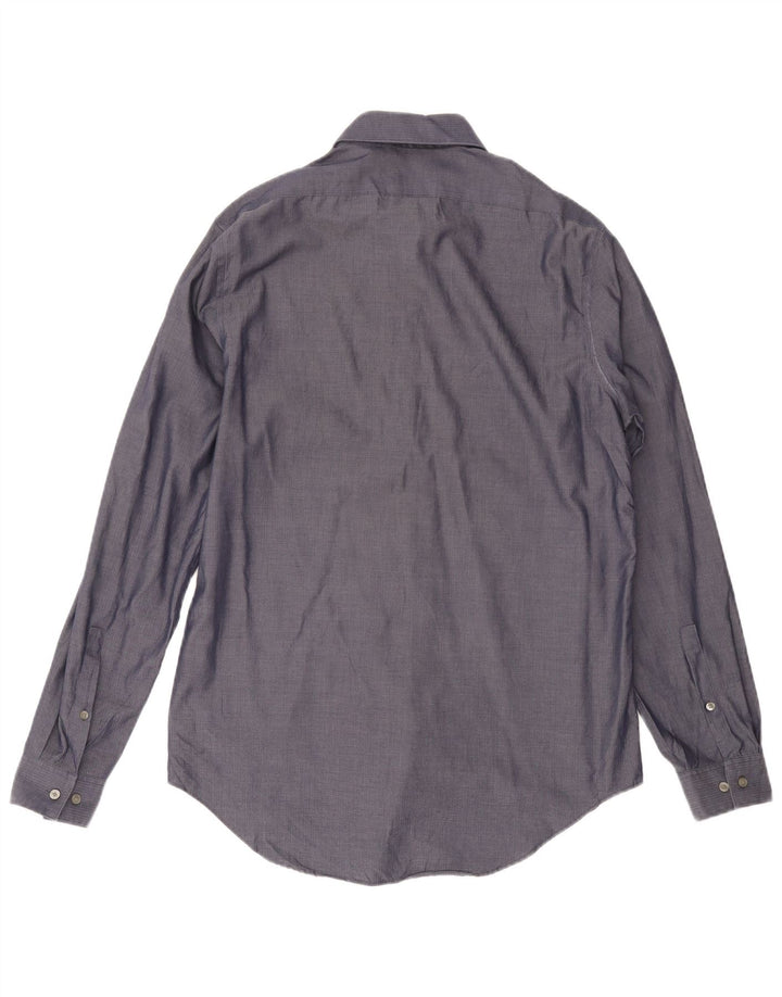 Calvin Klein Jeans Herrenhemd Größe 15 1/2 Mittel Marineblau Fischgrätenmuster