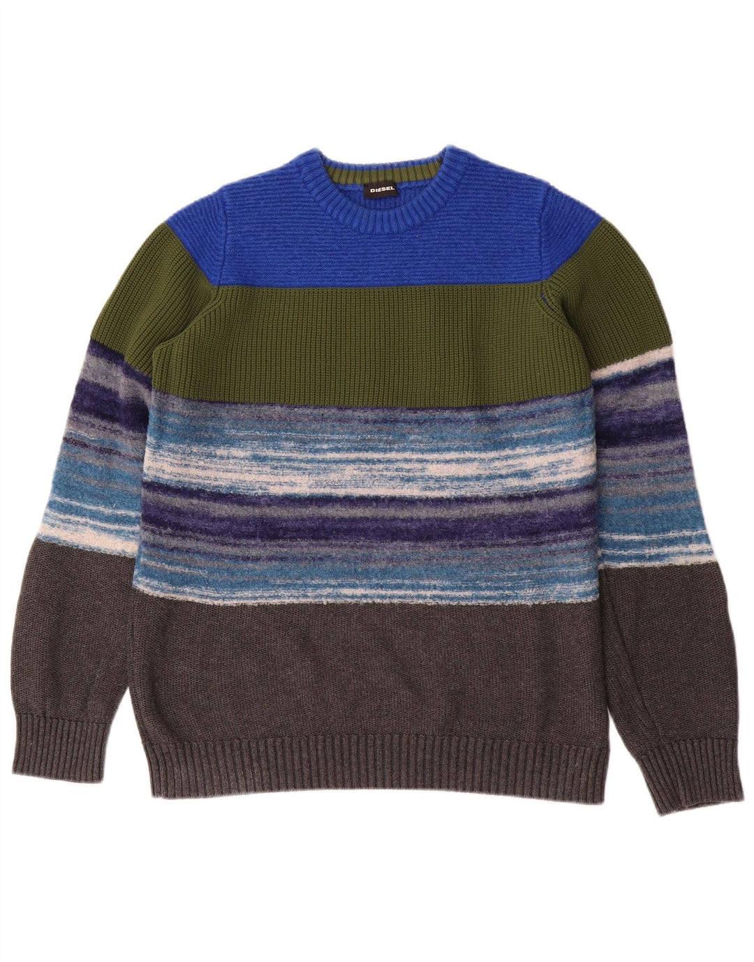 Diesel Damen-Pullover mit Rundhalsausschnitt, Gr. 14, groß, mehrfarbig, gestreift