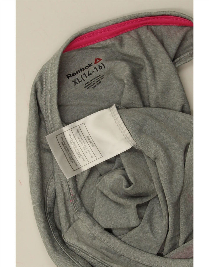 Reebok Mädchen-Spielanzug mit Grafik, ärmellos, 14–15 Jahre, XL, grau, Polyester