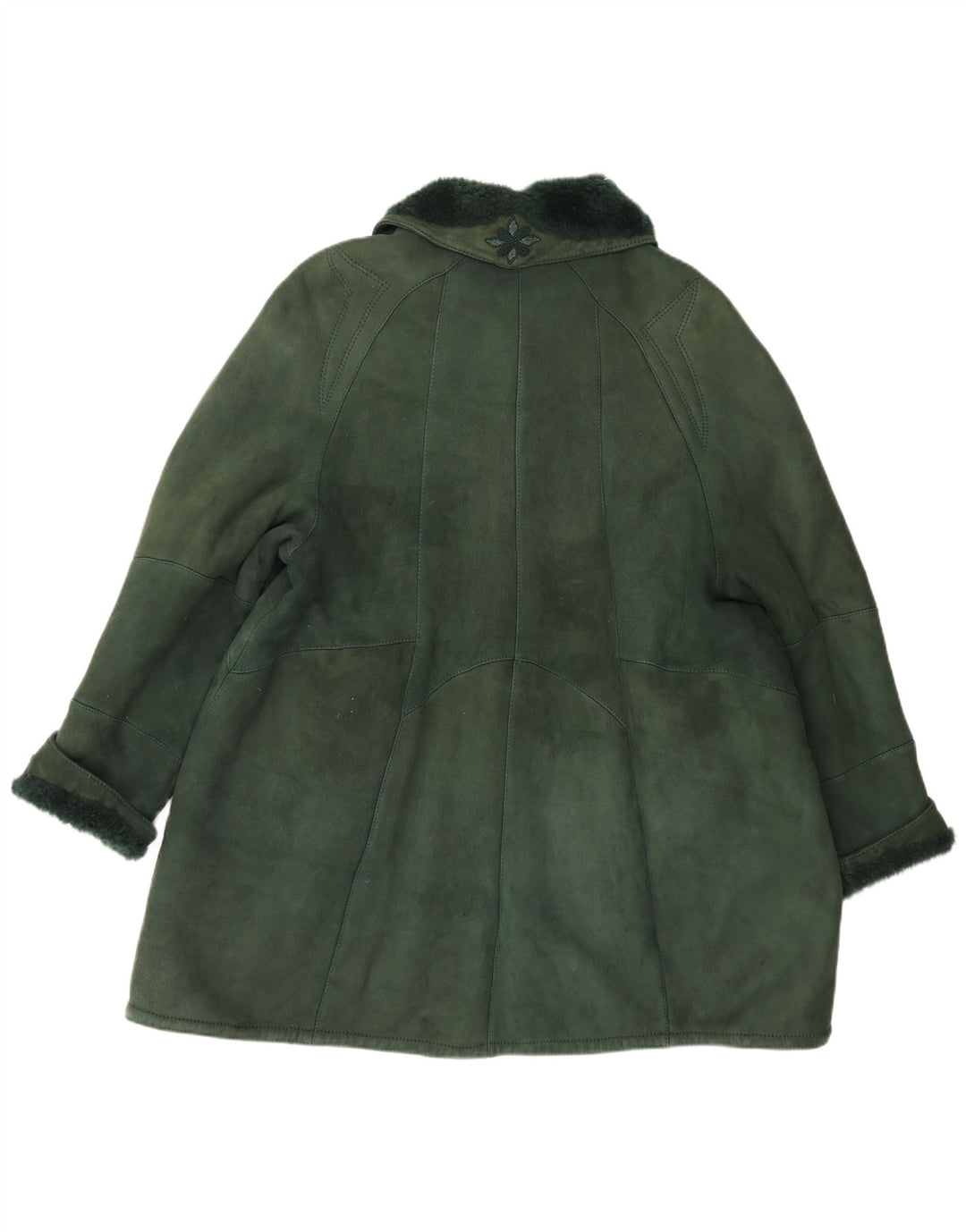 Shearling Damen Übergroßer Mantel IT 44 Mittelgrün