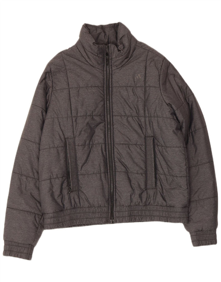 Adidas Damen Wattierte Jacke UK 16/18 Large Graues Nylon