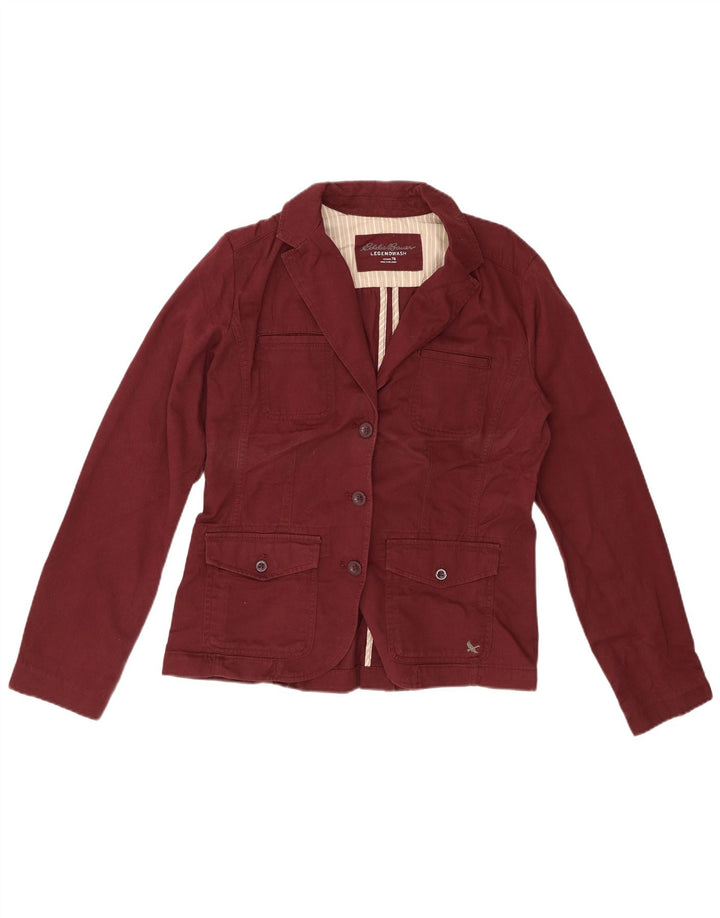 EDDIE BAUER Damen-Blazerjacke mit 3 Knöpfen, US 8, mittlere kastanienbraune Baumwolle