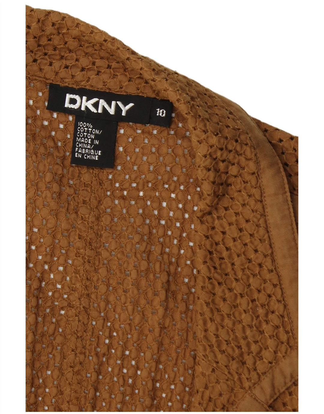 DKNY Womens See Through Cardigan Top US 10 Large Brown Cotton