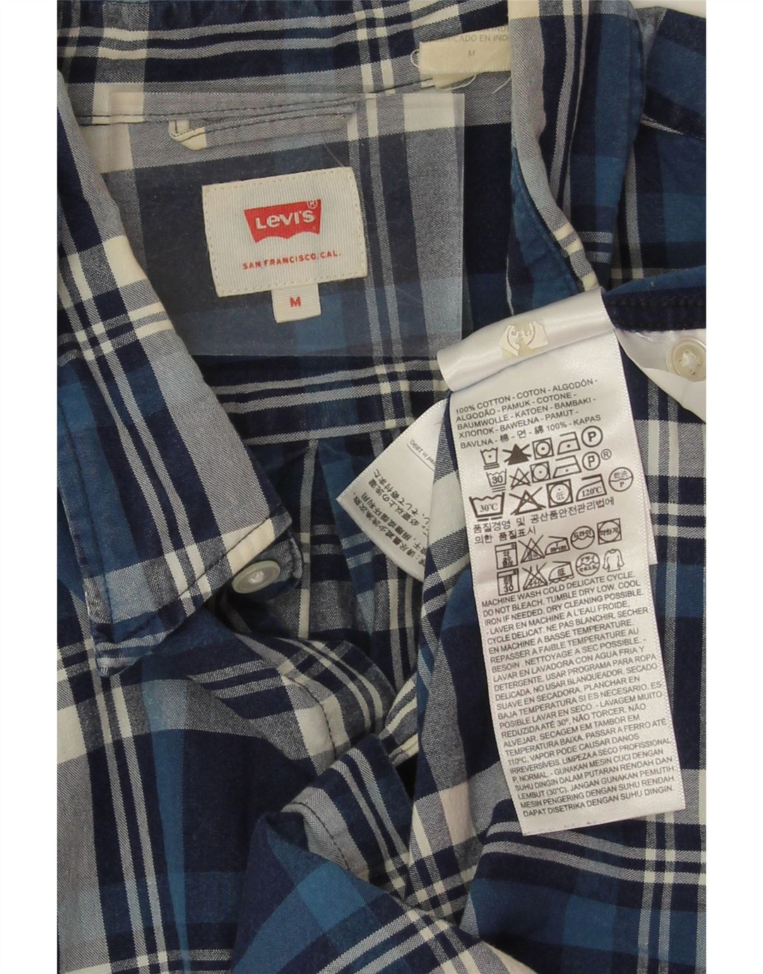 Levi's Herren-Hemd aus mittelblauer Baumwolle mit Karomuster in Marineblau