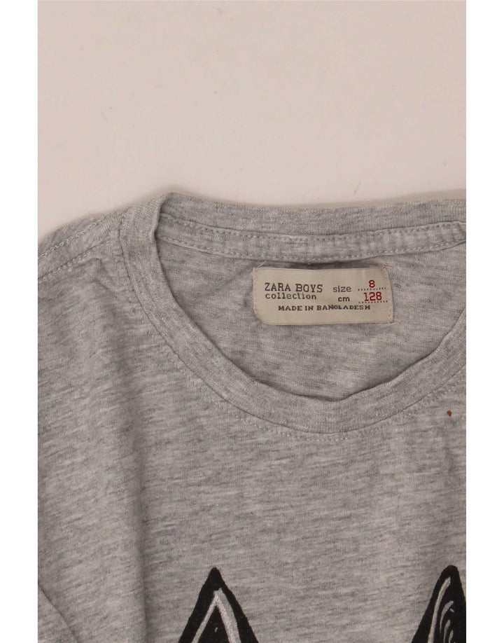 Zara Jungen T-Shirt mit Grafik, 7–8 Jahre, Grau
