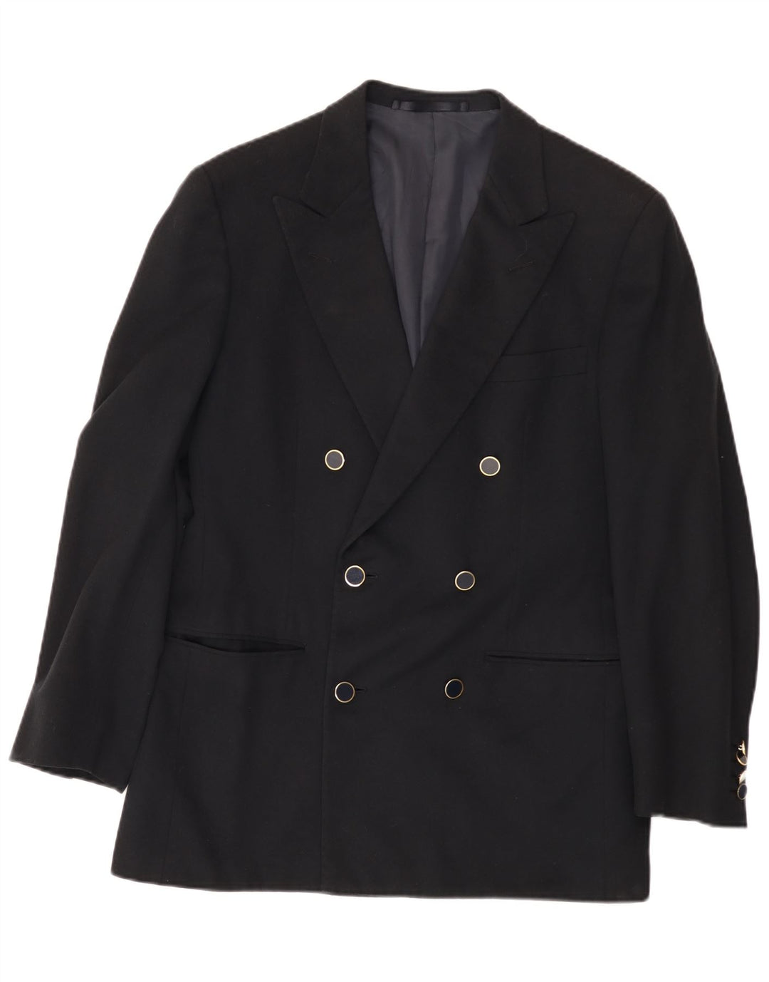 Galtrucco Herren Zweireiher Blazer Jacke IT 40 Große schwarze Wolle