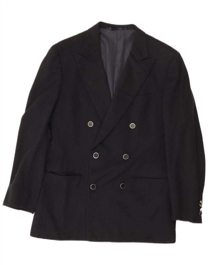 Galtrucco Herren Zweireiher Blazer Jacke IT 40 Große schwarze Wolle