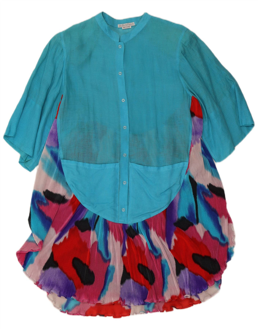 Marisa Padovan Damen-Strandkleid, Einheitsgröße, blaues Batik-Leinen