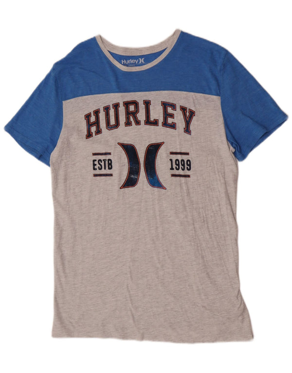 Hurley Premium Fit Grafik-T-Shirt-Oberteil für Jungen, 14–15 Jahre, Grau, Farbblock