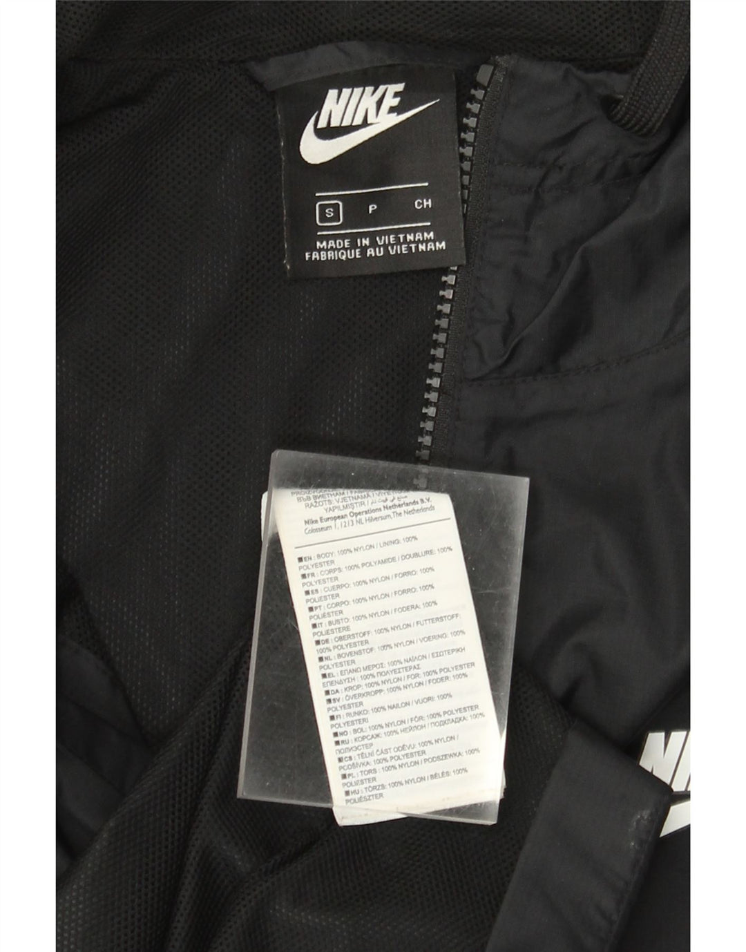 Nike Herren-Regenjacke mit Kapuze, UK 36, Größe S, schwarzes Nylon