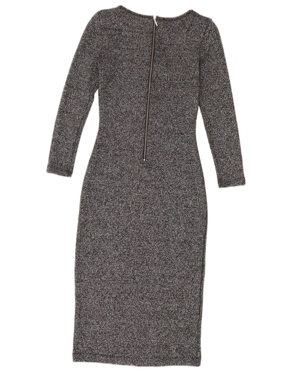 French Connection Womens Long Sleeve Sheath Dress UK 8 Small  Grey Flecked