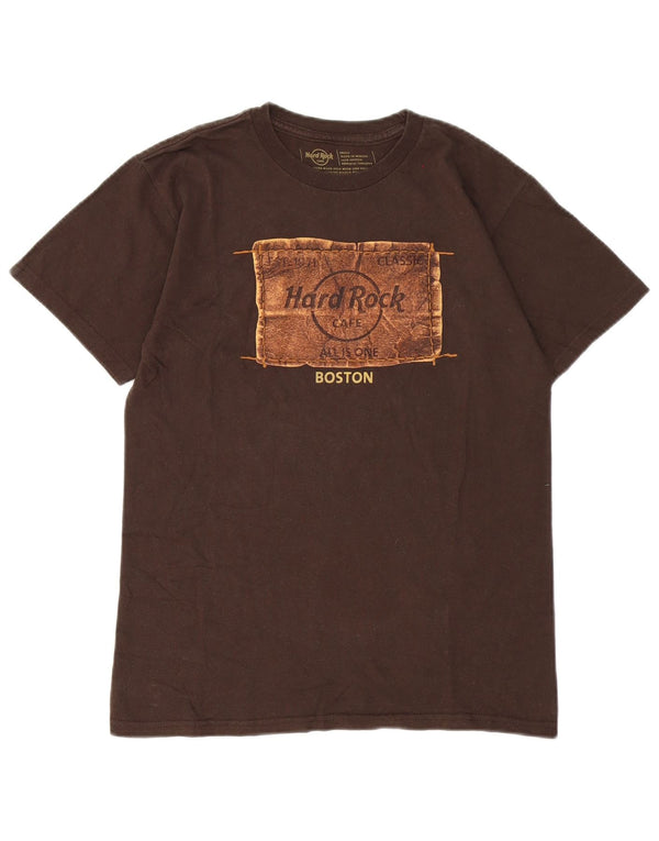 Hard Rock Cafe Herren Boston Graphic T-Shirt Top Small Braun Baumwolle
