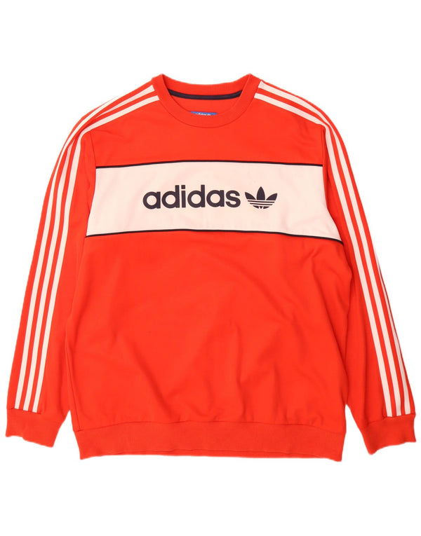 Adidas Herren Grafik Sweatshirt Pullover XL Orange Colourblock Baumwolle
