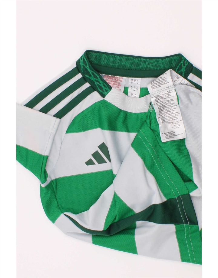 Adidas Jungen T-Shirt mit Grafik, 4–5 Jahre, grün gestreift, Polyester
