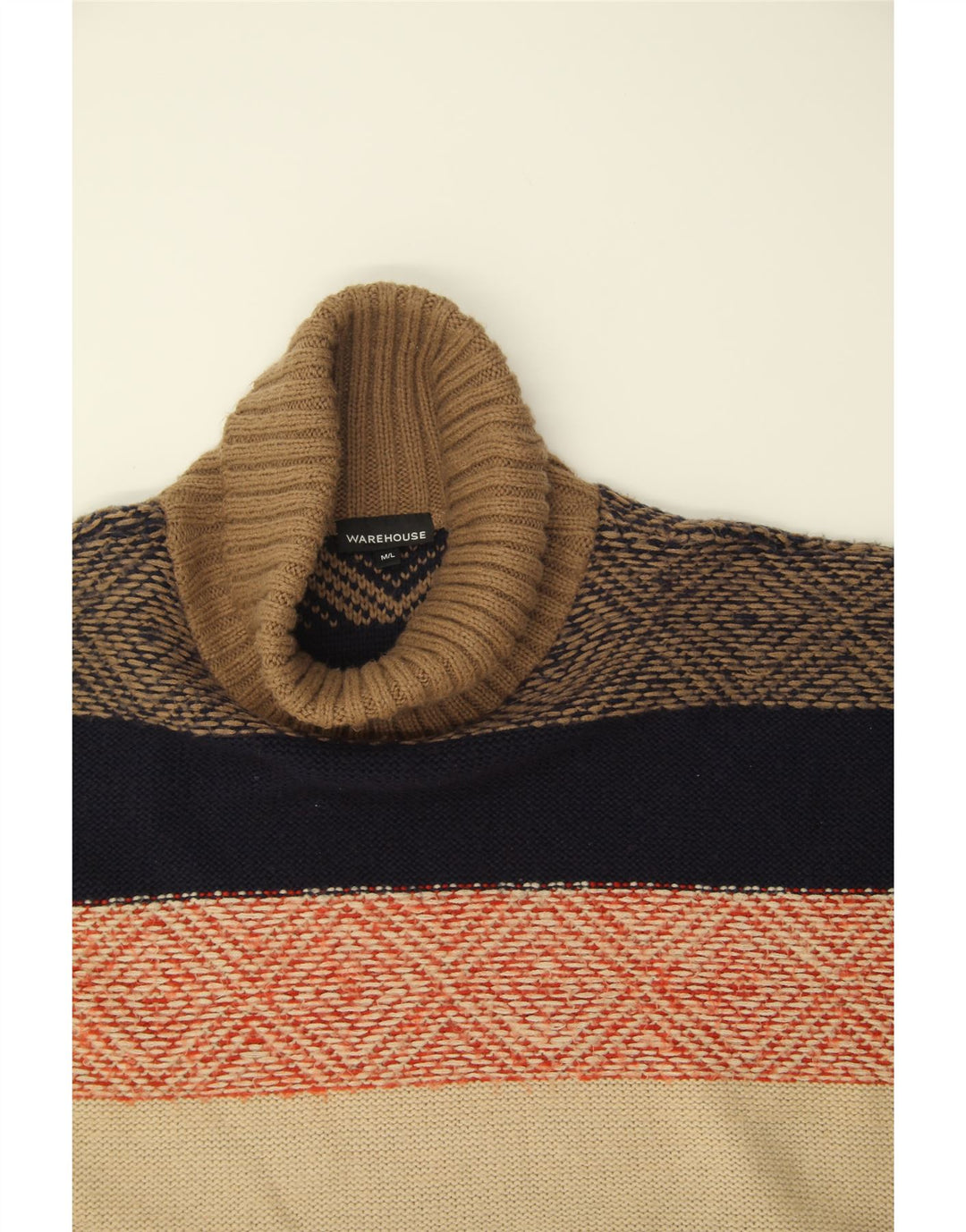 WAREHOUSE Womens Poncho Jumper UK 14 Medium Multicoloured Colourblock Vintage Warehouse and Second-Hand Warehouse from Messina Hembry 
