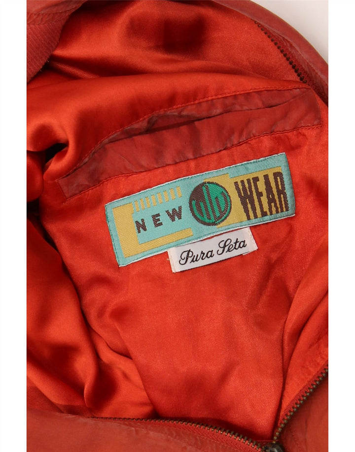Vintage Herren Bomberjacke UK 40 Große Orange Seide