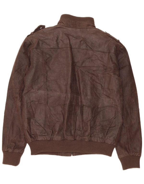 Bata and More Mens Military Leather Jacket IT 54 2XL Brown