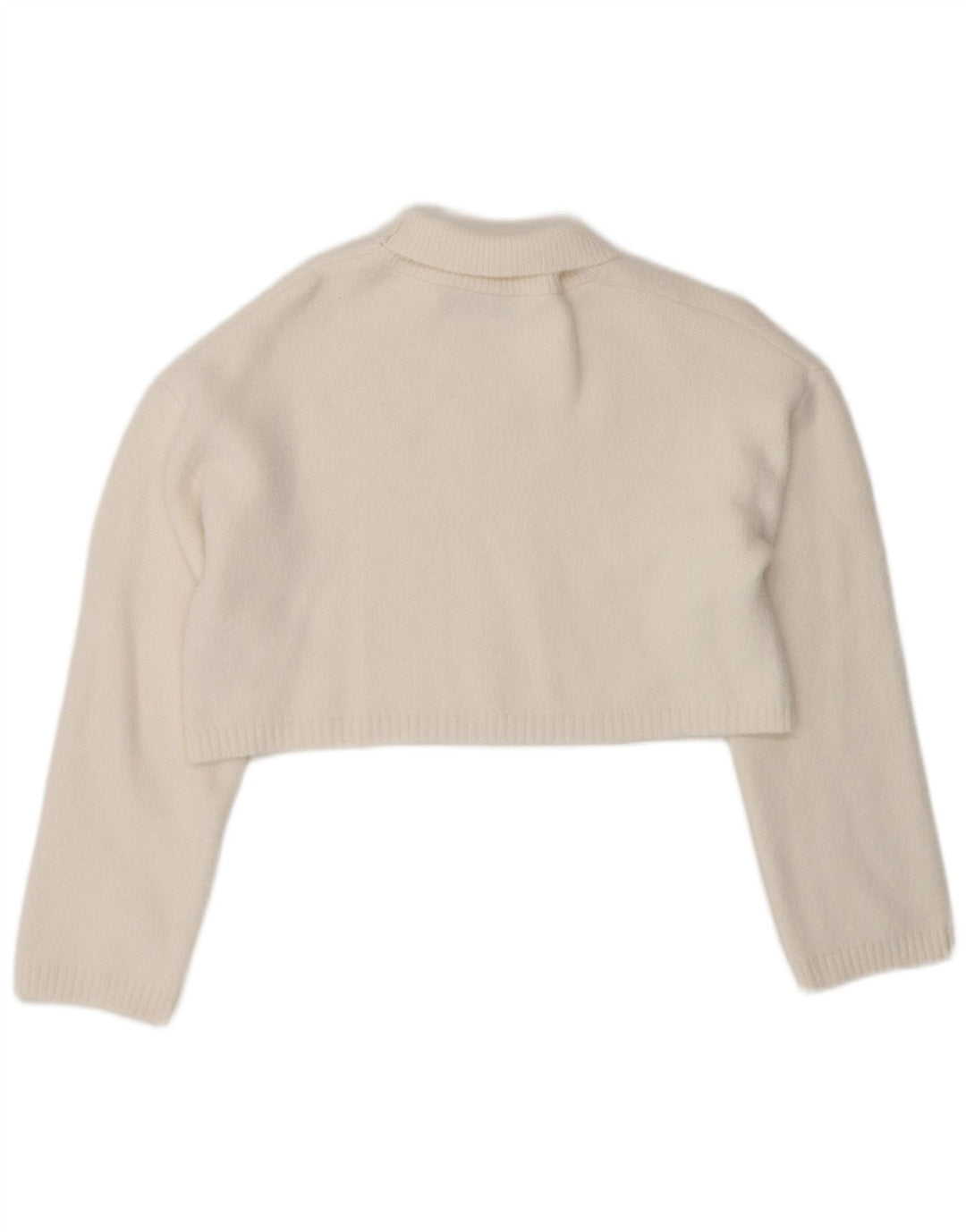 Zara Damen Crop Oversized Rollkragenpullover Pullover UK 10 Small Weiß