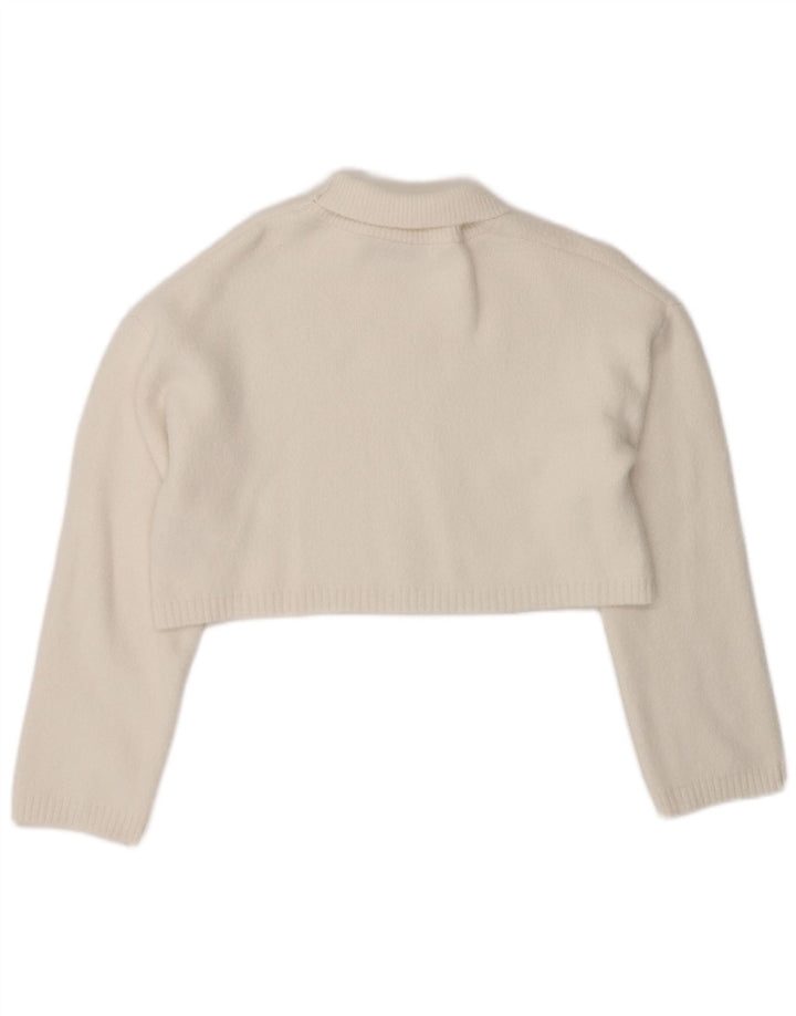 Zara Damen Crop Oversized Rollkragenpullover Pullover UK 10 Small Weiß