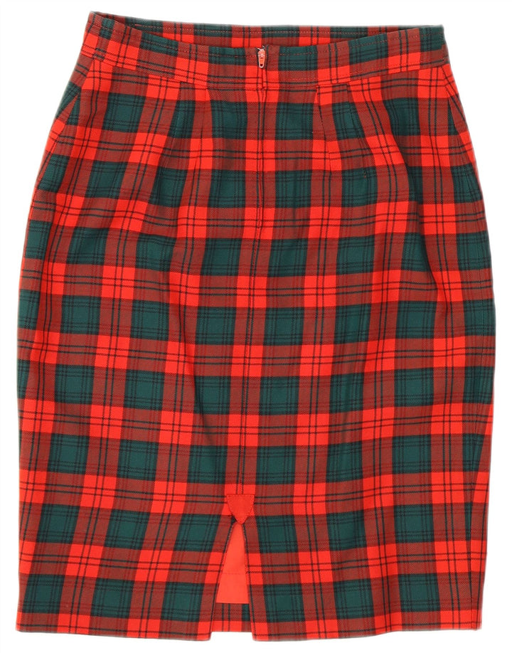 Vintage Damen Bleistiftrock IT 42 Medium W27 Rot karierte Wolle